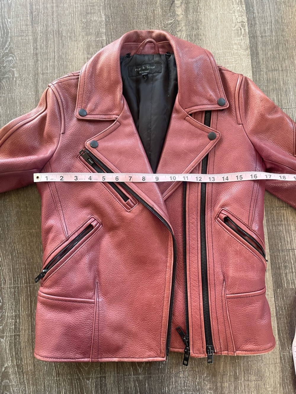 Rag & Bone Leather Minerva Moto Jacket. Double Rider style. Red. Size 2 - Picture 3 of 12